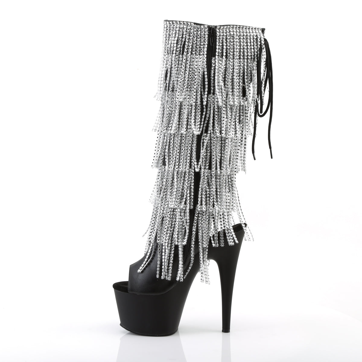 Black Chandelier Mid Calf Platform Heels